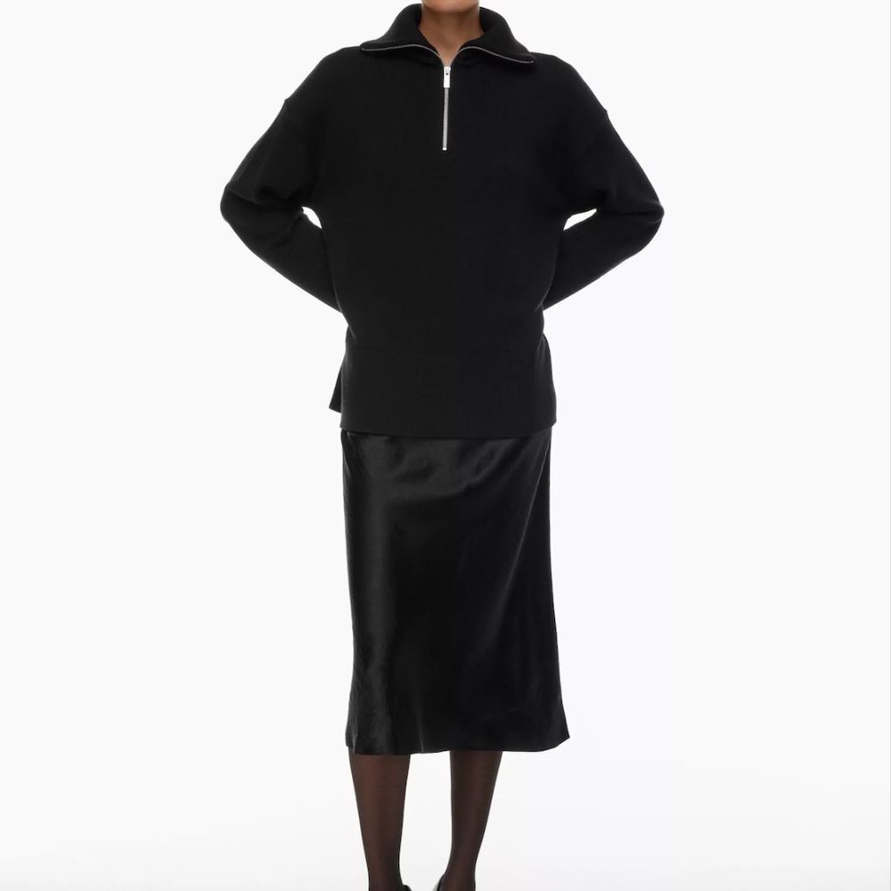 Aritzia Babaton Slip Midi Skirt in Black (Size 8)